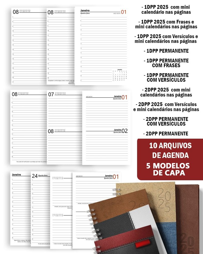 Super Combo 10 Agendas 2026 e Permanente Masculina com 5 Modelos de Capa (Bicho Papel) - Imagem 12