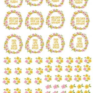 Arte Amizade flores Arquivo Digital DTF UV (A4) - freebie