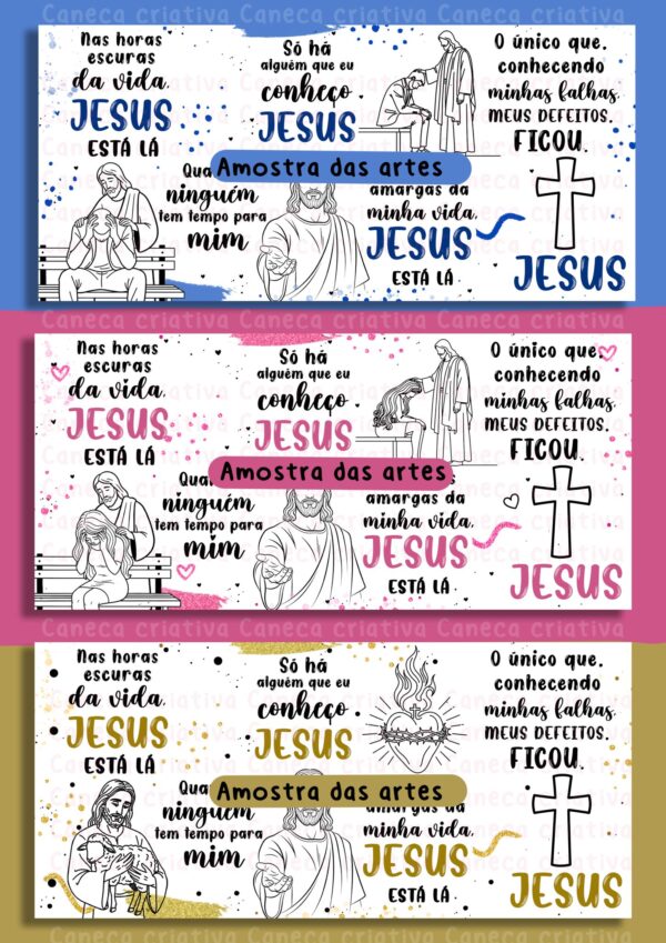 Arte para Caneca - Jesus tá lá 03 versões (caneca criativa) - Imagem 2