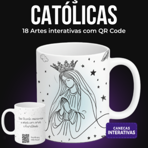 Religiosa com QR Code – Artes para Canecas