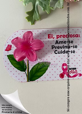 Card mini presilha ou sabonete Outubro Rosa - Crisol