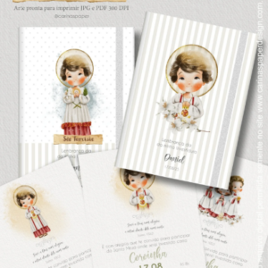 Convite e livrinho de oração São Tarcísio - Carinas Paper