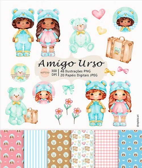 Kit Digital Urso Amigo