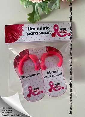 Lapela e chinelinho Outubro Rosa - Crisol