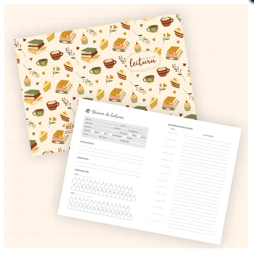 Miolo + Capa Diário de Leitura | ARQUIVO DIGITAL- make my memo