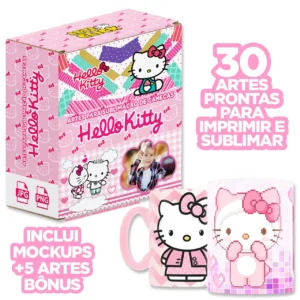 Pacotinho de Artes Hello Kitty para Sublimação de Canecas