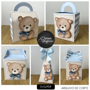 Chá de Bebê Ursinho Azul e Marfim – Kit Festa Pronta