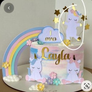 Unicornio Arco Iris - TOPO DE BOLO