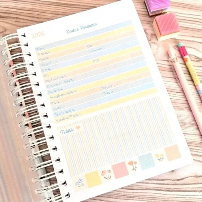 Agenda A5 – 2026 Miolos Datada e Permanente – 1DPP Floral Cute (Cute Corte) - Imagem 3