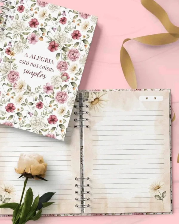 Kit 5 Capas e 5 Miolos Pautado Coleção Flores e Cores (Bicho Papel) - Imagem 6