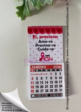 card porta mini calendário outubro rosa - Crisol