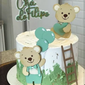 CHÁ DE BEBE URSINHOS VERDES - TOPO DE BOLO
