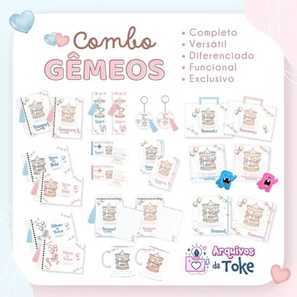 COMBO Gêmeos 10 Temas – MENINO/MENINA (Arquivos da Toke) - Imagem 3