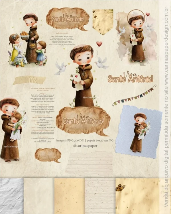 Kit Digital Ilustrações Viva Santo Antônio – Toninho (Carinas Paper) - Imagem 6