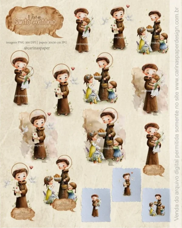 Kit Digital Ilustrações Viva Santo Antônio – Toninho (Carinas Paper)