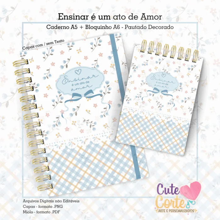 COMBO Ensinar é um Ato de Amor – Caderno A5 + Bloquinho A6 + Pack Papelaria Fofa - Imagem 5