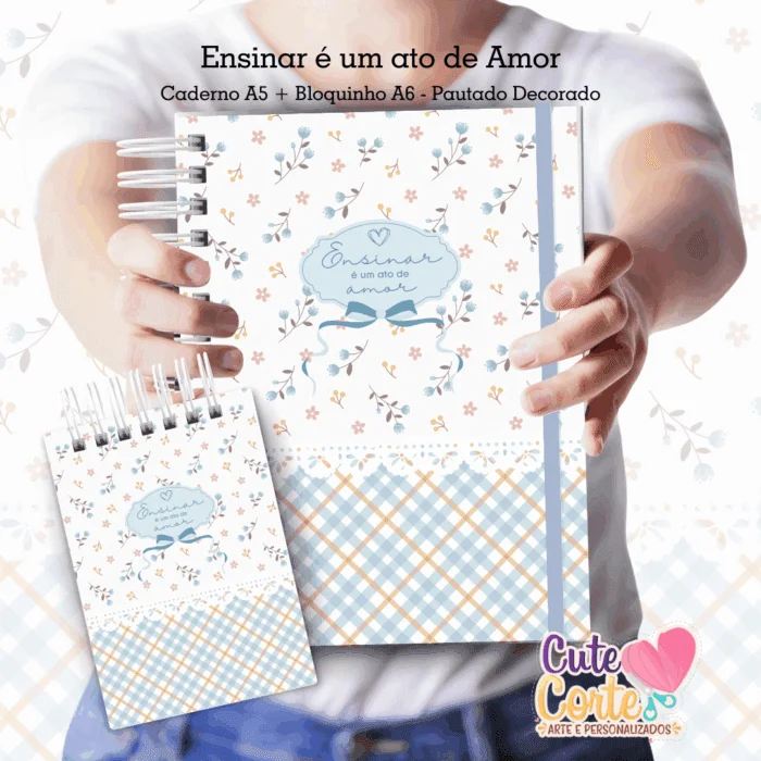 COMBO Ensinar é um Ato de Amor – Caderno A5 + Bloquinho A6 + Pack Papelaria Fofa - Imagem 6