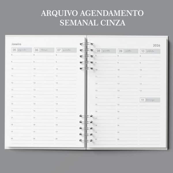 Arquivo Digital Agenda Agendamento Semanal 2026 Neutro - Bicho Papel