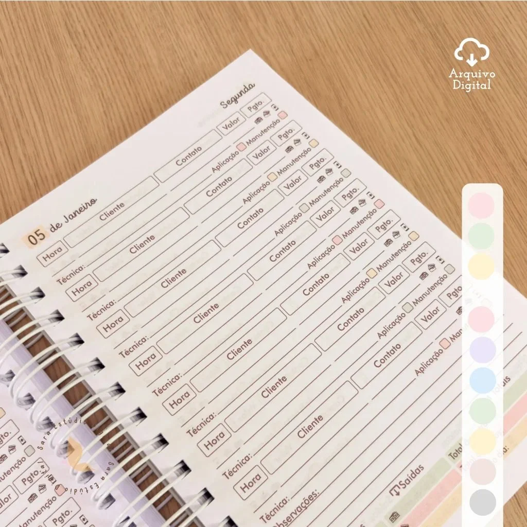 Agendamentos Procedimentos/Pacientes 2026 – 8 cores (Sara Estúdio) - Imagem 3