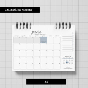 Calendário Neutro 2026 (Trilha de Papel)
