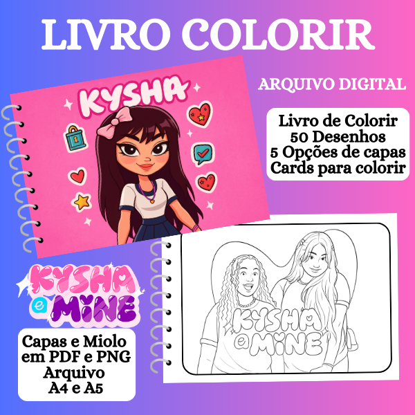 LIVRO COLORIR KYSHA E MINE – Arquivo digital - Imagem 3