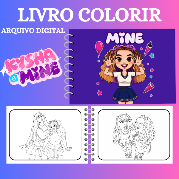 LIVRO COLORIR KYSHA E MINE – Arquivo digital - Imagem 2