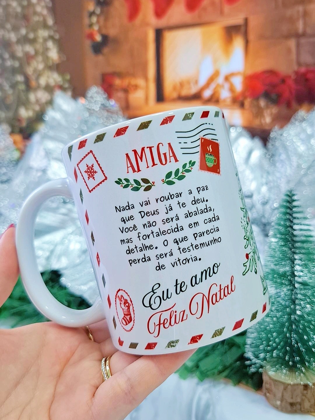 Correspondência Natalina Vintage - arte caneca