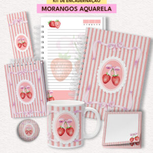 Coleção Morangos Aquarela – Kit de Encadernação