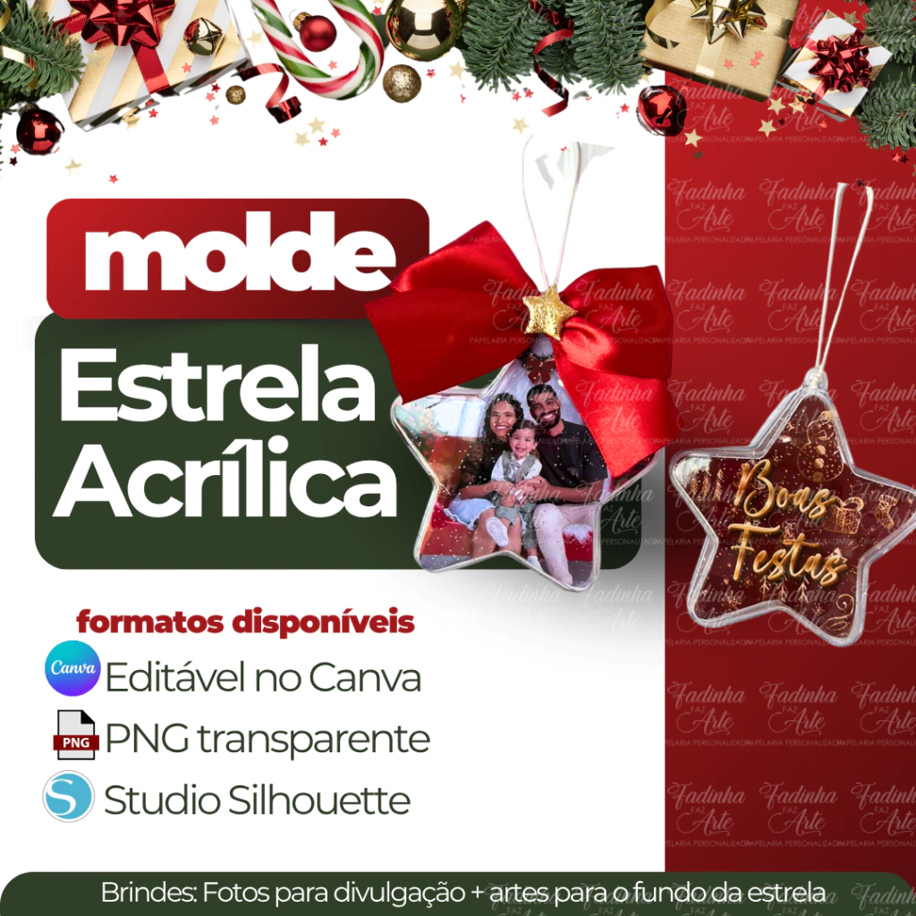 Molde Estrela Acrílica 9cm