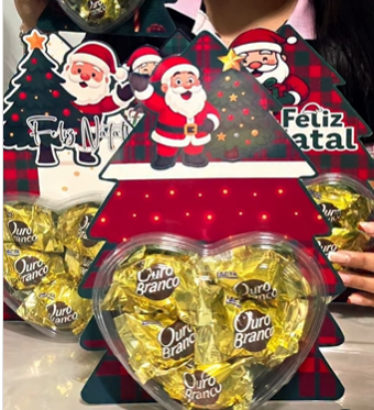 Cartão bombom no formato de árvore de Natal