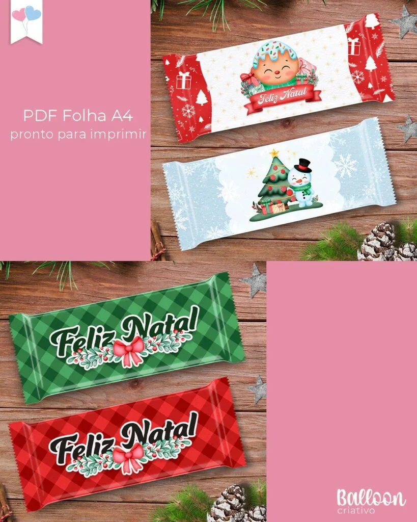 Kit Printables – Embalagens Chocolates Natal - Imagem 3