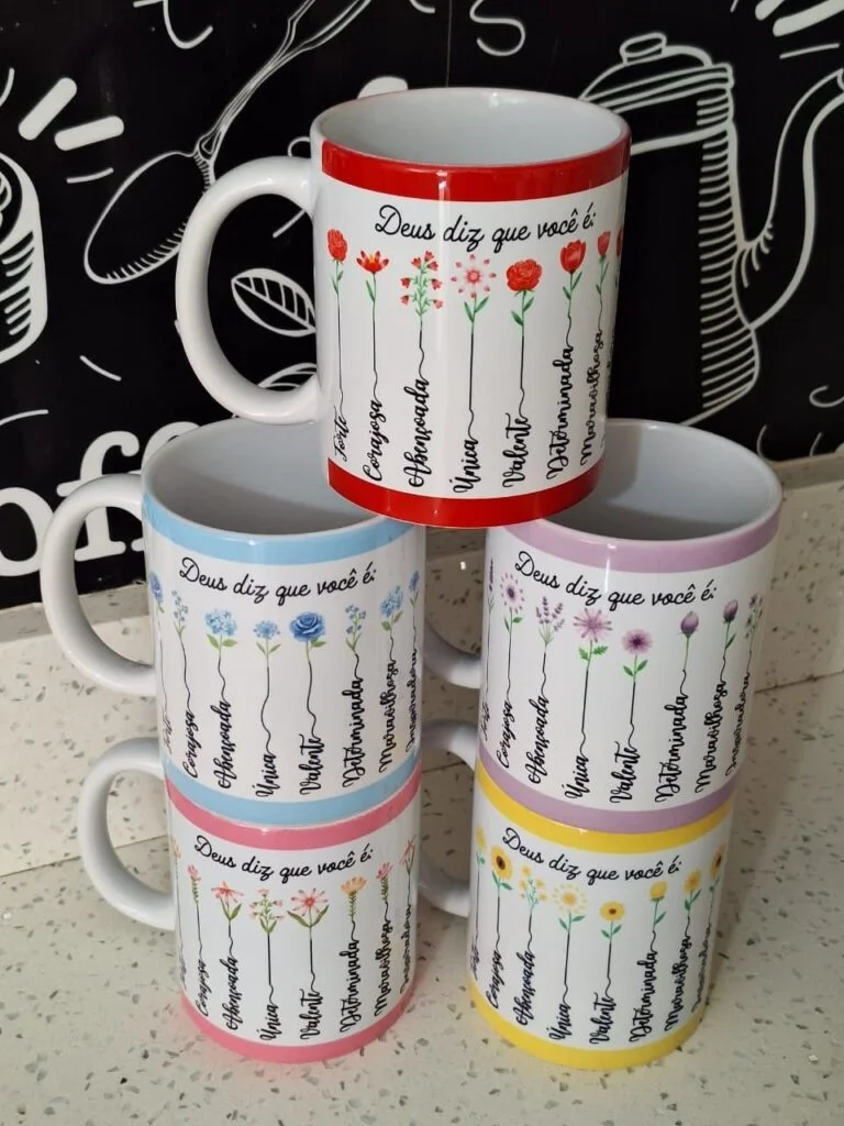 COMBO Deus diz que você é - artes Caneca Criativa