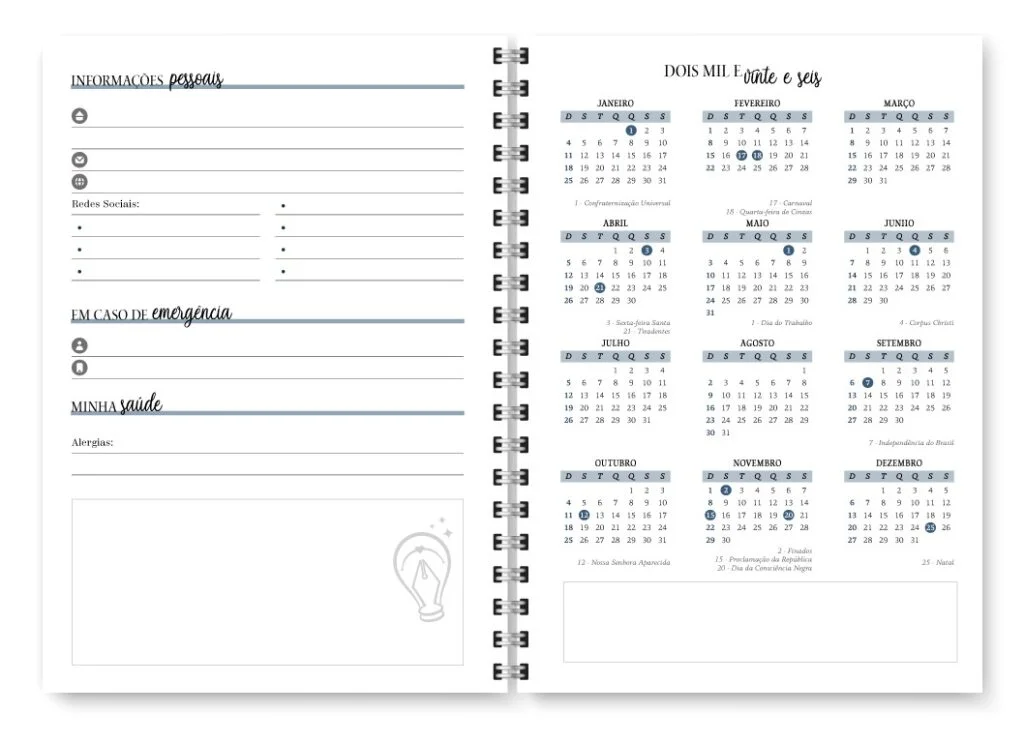 Miolo Agenda 2026 Neutra (Trilha de Papel) - Imagem 3