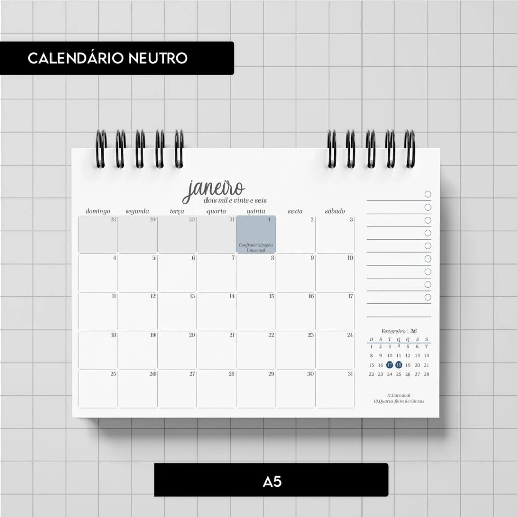 Calendário Neutro 2026 (Trilha de Papel) - Imagem 3