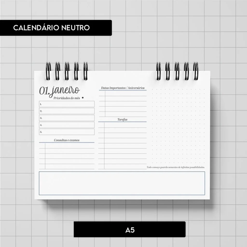 Calendário Neutro 2026 (Trilha de Papel) - Imagem 6