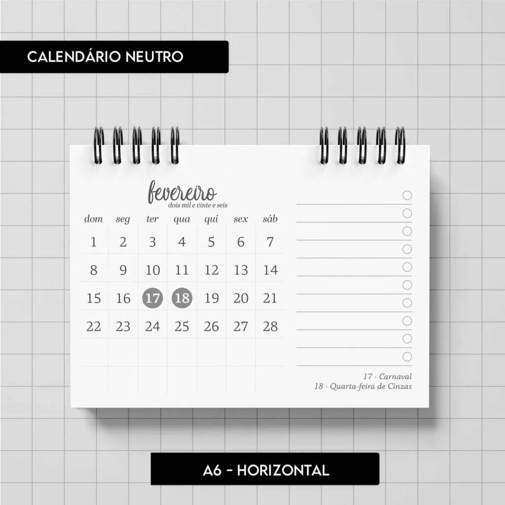 Calendário Neutro 2026 (Trilha de Papel) - Imagem 2