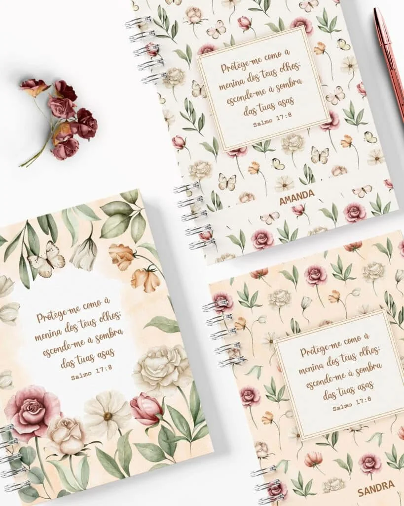 Kit 7 Capas e Miolo Pautado Coleção Floral Romântico - Imagem 8