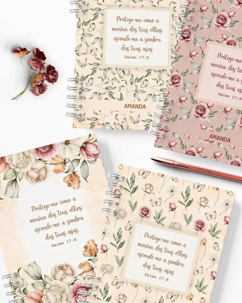 Kit 7 Capas e Miolo Pautado Coleção Floral Romântico - Imagem 7