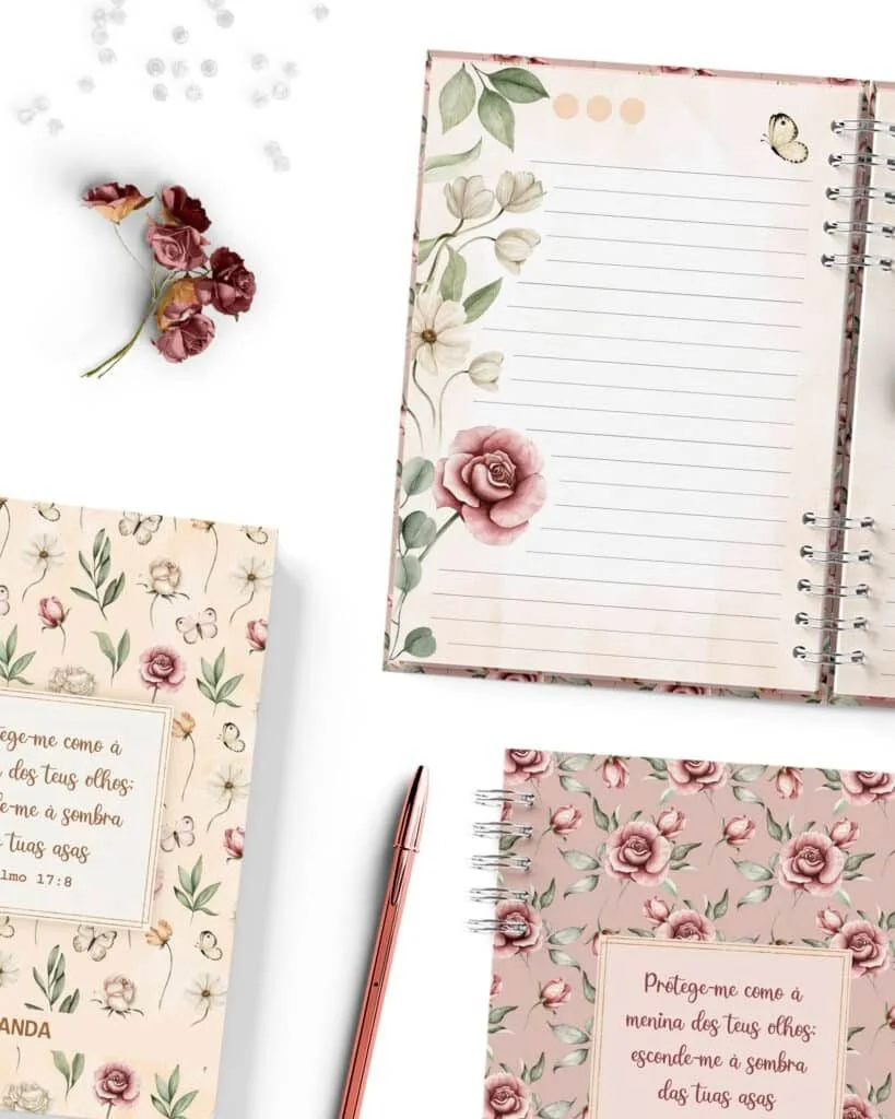 Kit 7 Capas e Miolo Pautado Coleção Floral Romântico - Imagem 6