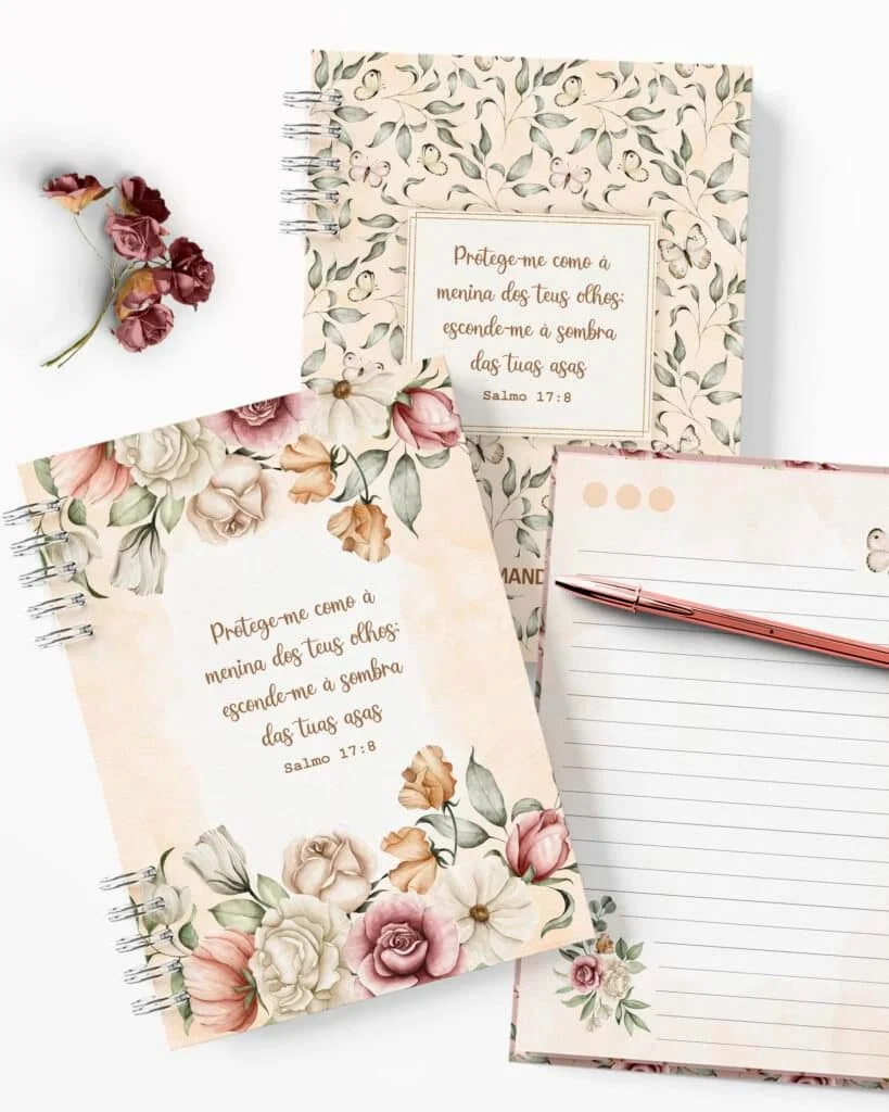 Kit 7 Capas e Miolo Pautado Coleção Floral Romântico - Imagem 4