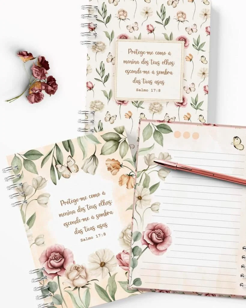 Kit 7 Capas e Miolo Pautado Coleção Floral Romântico - Imagem 3