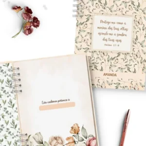 Kit 7 Capas e Miolo Pautado Coleção Floral Romântico (Bicho Papel)