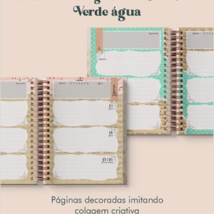 Planner Vintage Verde Água wire-o (somente o miolo)