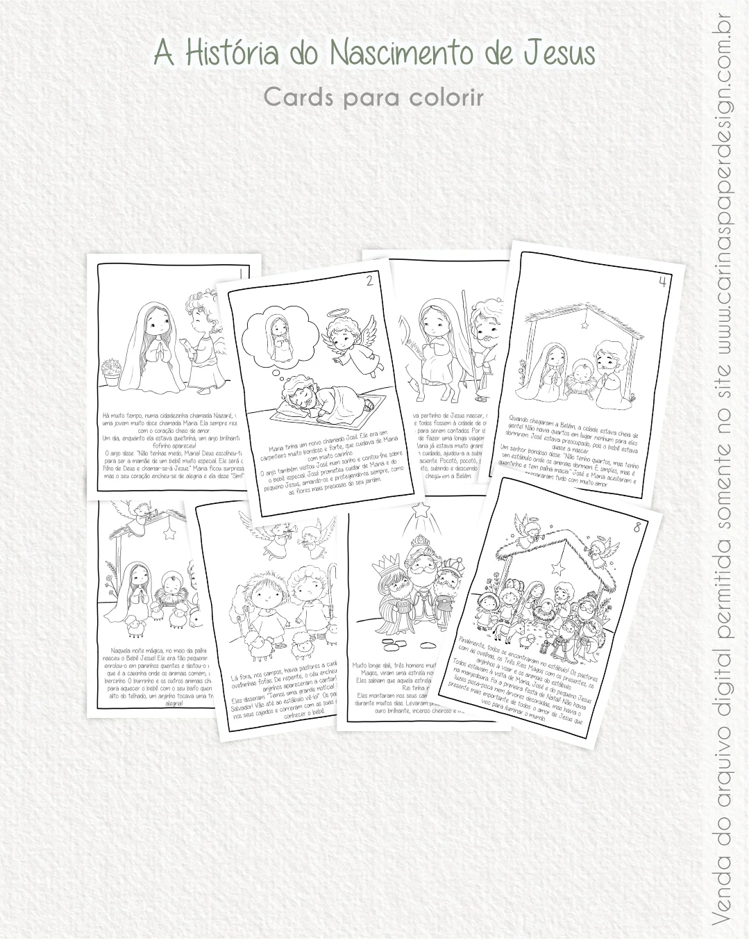 Kit Pronto para Imprimir: Cards A6 A história do Nascimento de Jesus - Imagem 4