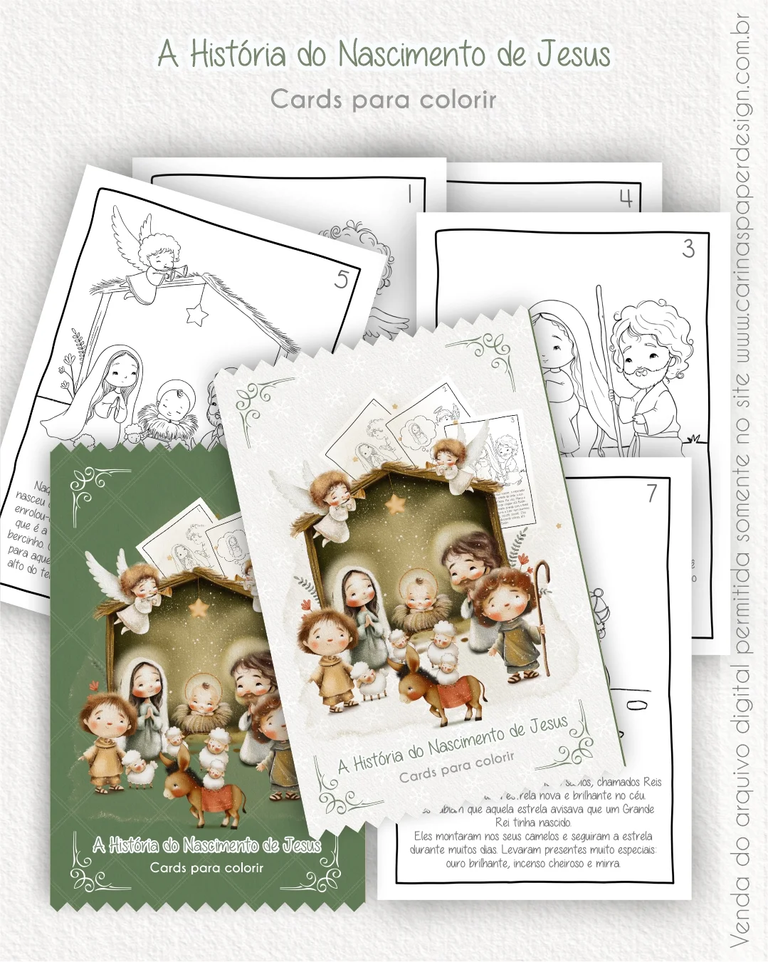Kit Pronto para Imprimir: Cards A6 A história do Nascimento de Jesus - Imagem 12