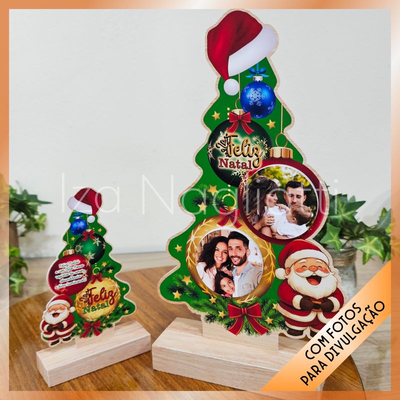 2 Enfeites de mesa arvore de natal com foto – Natal (Iza)