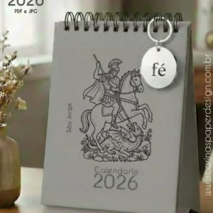 Mini Calendário de mesa A6 Santinhos Versão Masculina PDF (Carinas Paper)