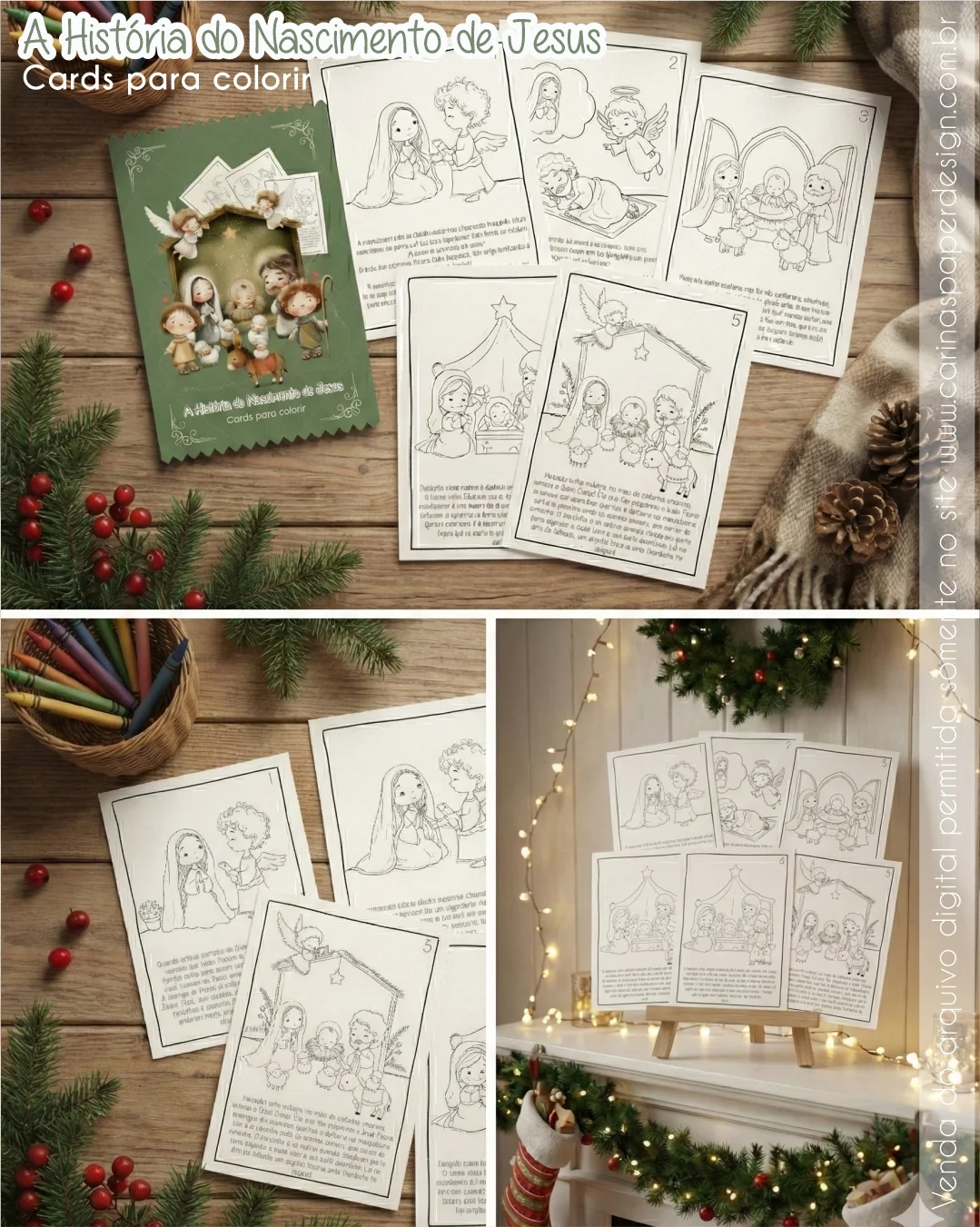 Kit Pronto para Imprimir: Cards A6 A história do Nascimento de Jesus - Imagem 8