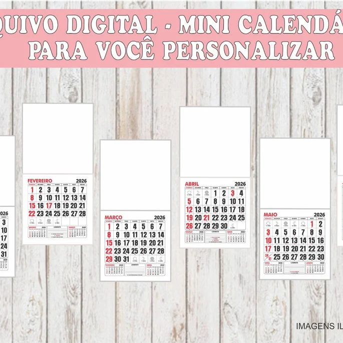 Arquivo Digital Mini Calendário 2026