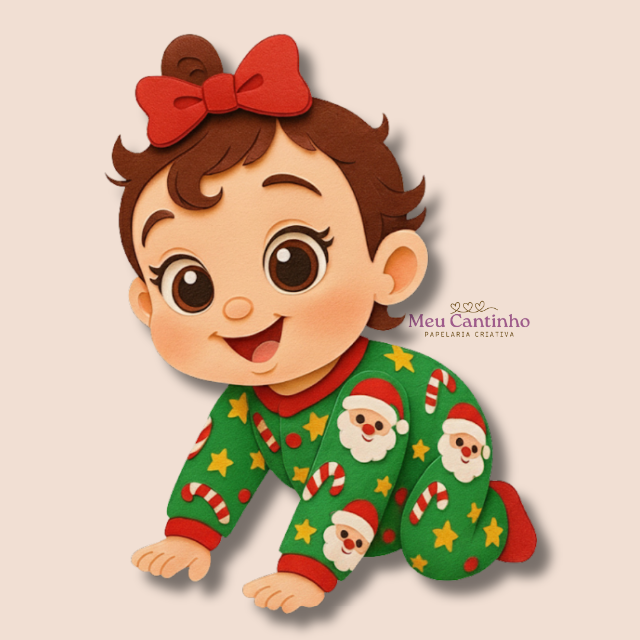 Bebê com pijama natalino – Topo de Bolo